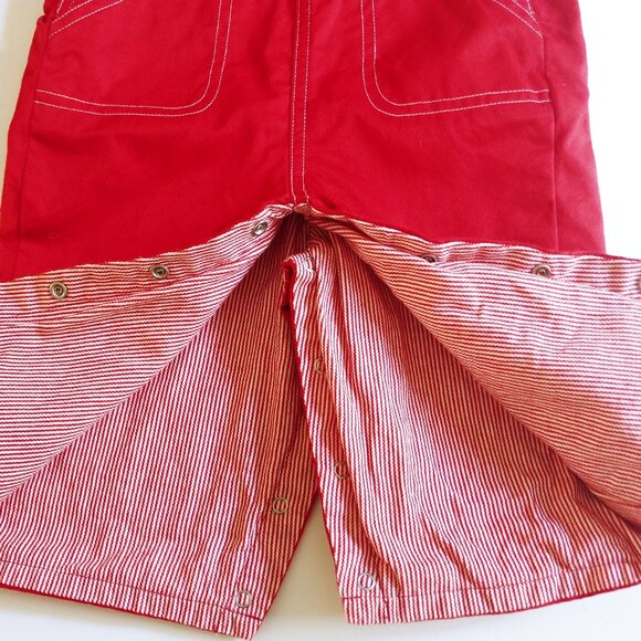 Vintage Gap Red Striped Lined Overalls size 3-6 Months - Picture 3 of 13